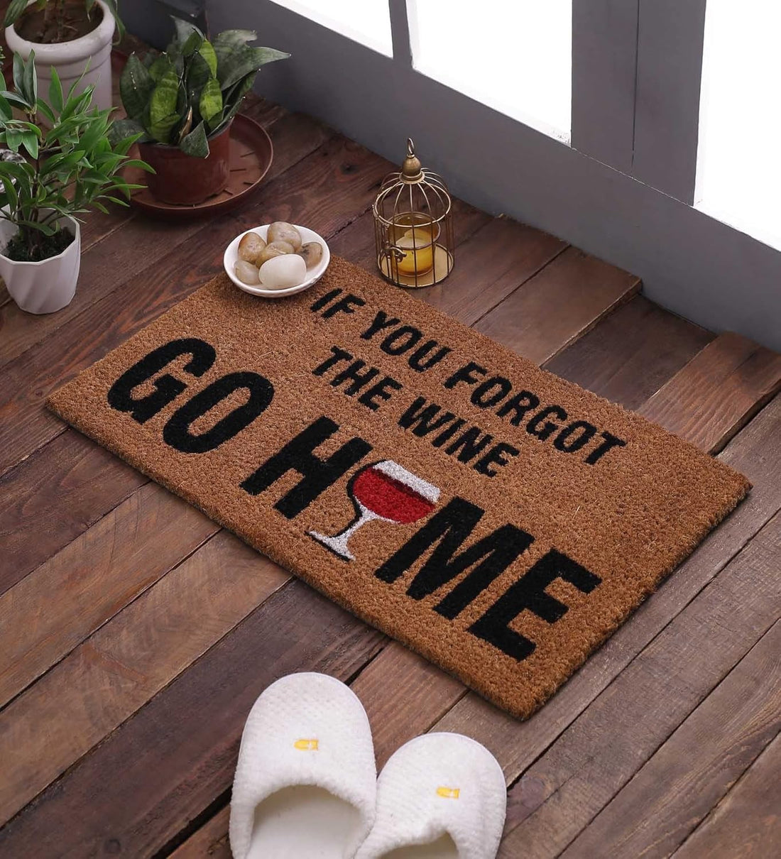 SWHF Doormat Mat for Front Door Entrance, Entryway Doormat with Non-Slip PVC Backing for Outdoor and Indoor Use, 14 x 24 Inch Coir Door Mats for Front Porch- Diamond